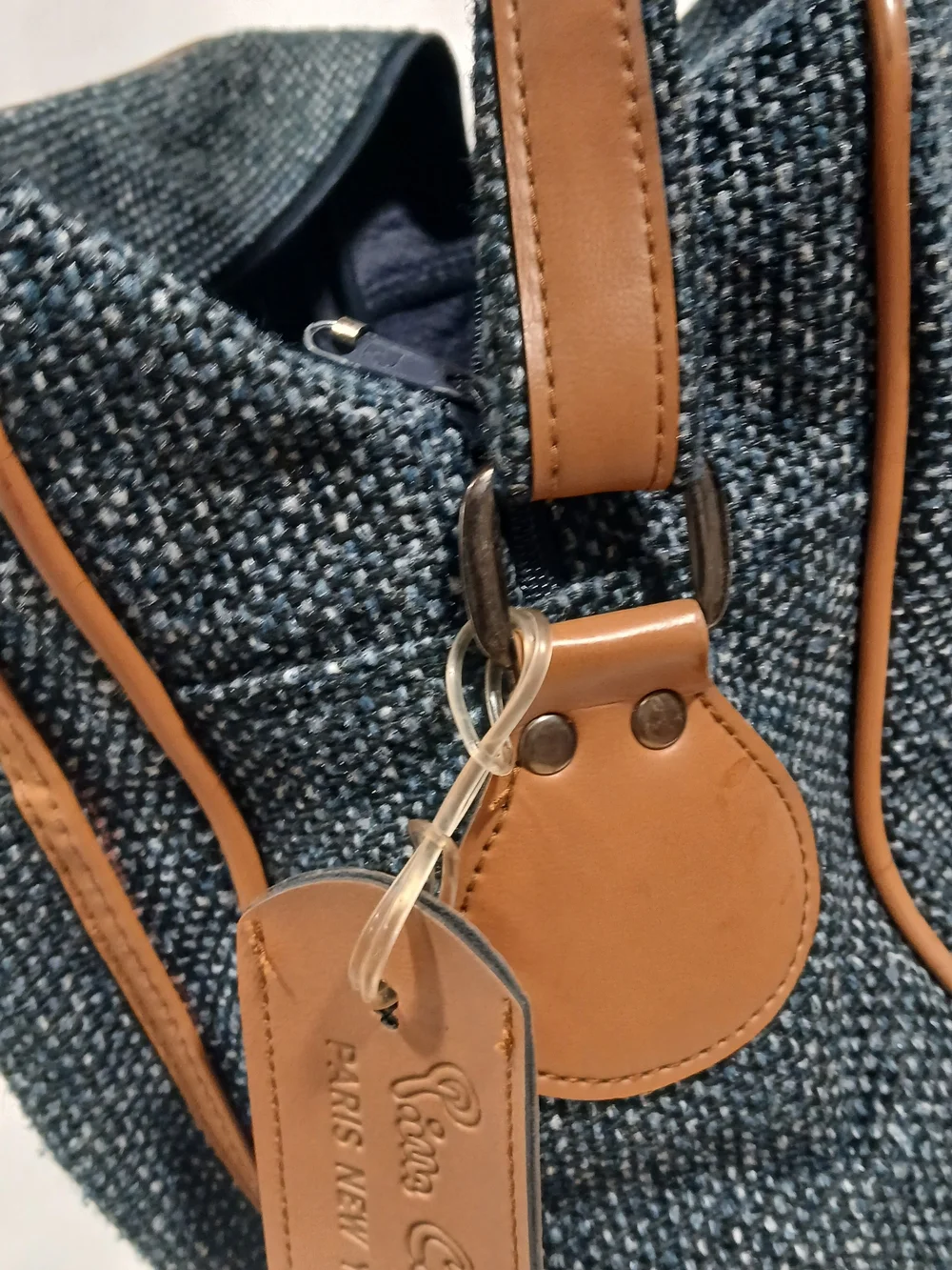 Vntg 1980s Pierre Cardin Tweed Flight Bag Crossbody Carry On Luggage Blue Brown